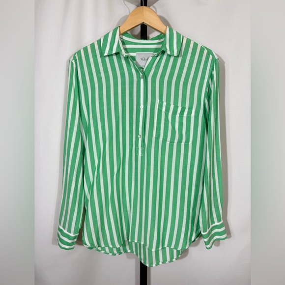 RAILS Elle Stripe Shirt - Green & White - Size XS - Picture 4 of 13